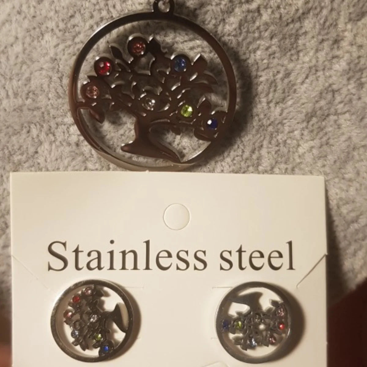 Tree of Life Jewelry Set – Stainless Steel Necklace & Earrings for Women