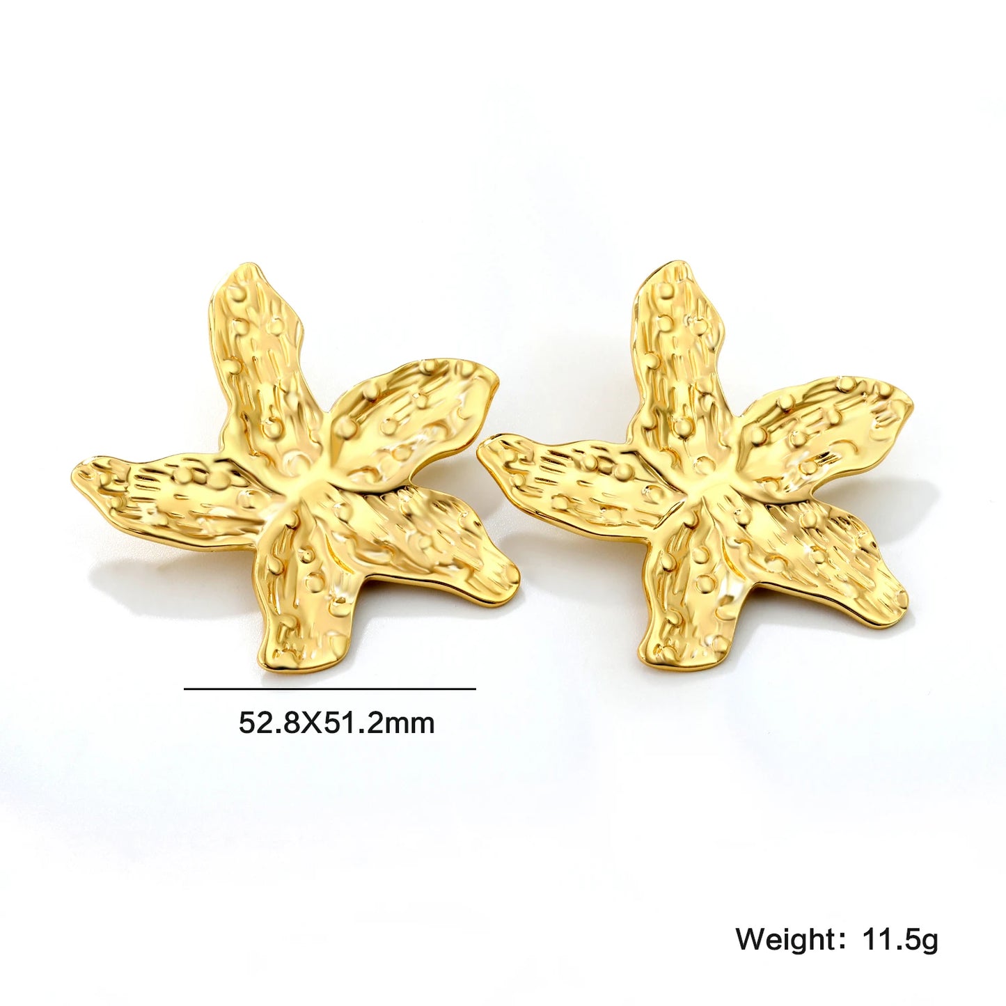 Fairy Flower Stud Earrings – 18K Gold-Plated Stainless Steel for Women
