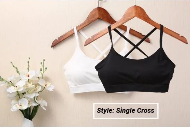 Women's Seamless Yoga Crop Top – Wire-Free, Padded, Wide Strap Activewear Tank