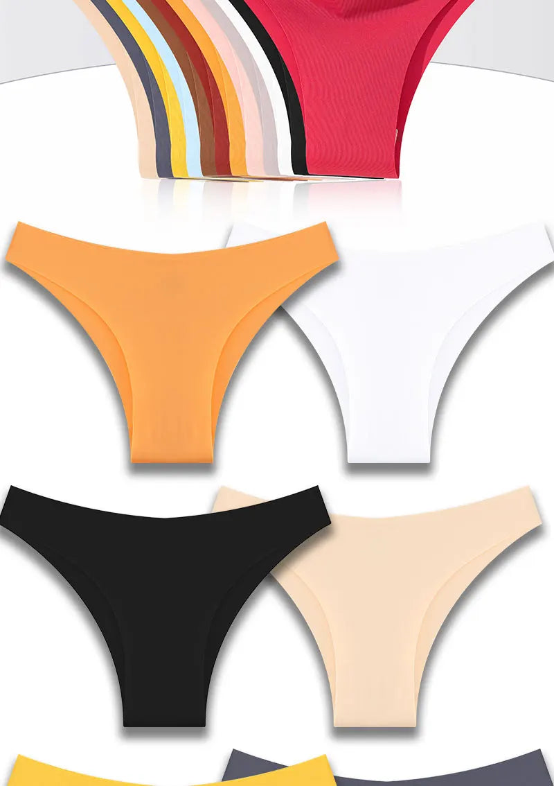 FINETOO 3Pcs/Set Ice Silk Seamless Underwear Low Waisted Brazilian Pants Breathable High Elasticity Lingerie Intimates Panties