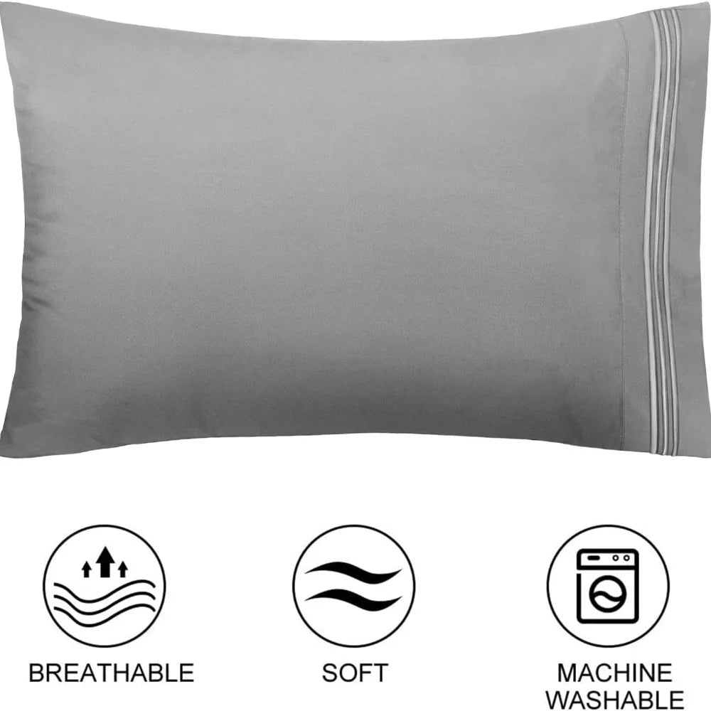 2-Pack Brushed Microfiber Pillowcases, Envelope Closure