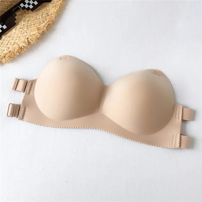 Women's Invisible Strapless Bra – Seamless Wireless Push Up Bralette