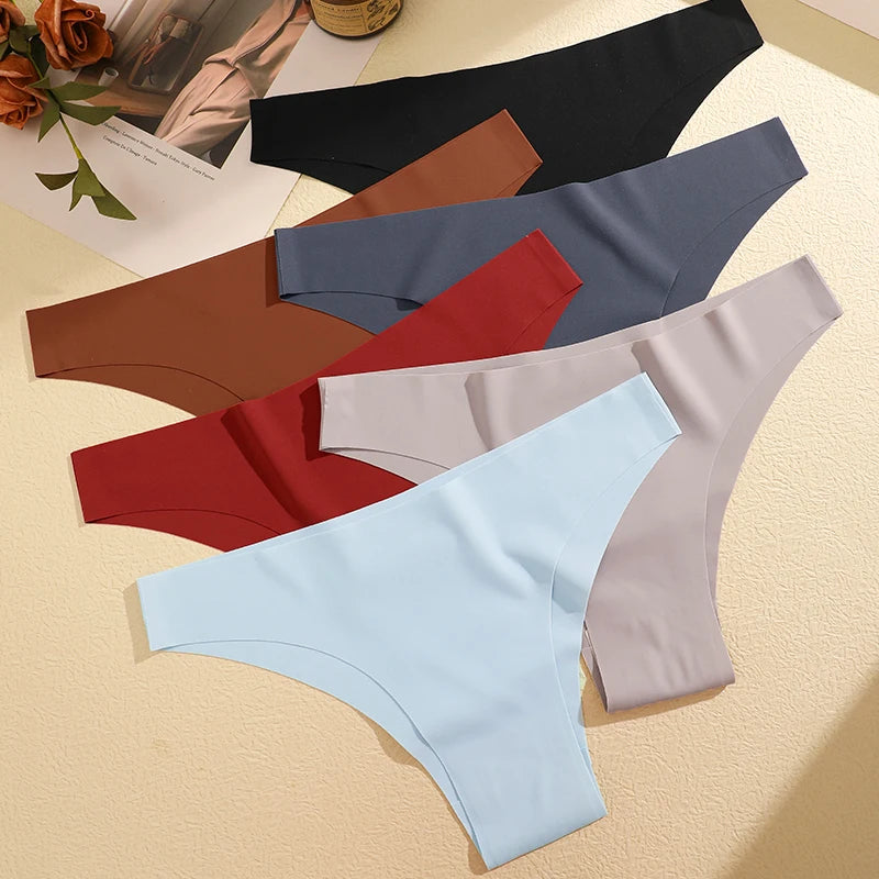 FINETOO 3Pcs/Set Ice Silk Seamless Underwear Low Waisted Brazilian Pants Breathable High Elasticity Lingerie Intimates Panties
