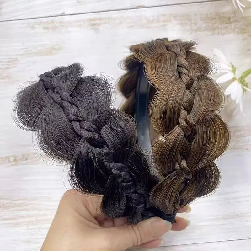 1pc Wig Twist Headbands for Women Wide Fishbone Braids Hairbands Handmade Retro Head Hoop Styling Headwear Accessories