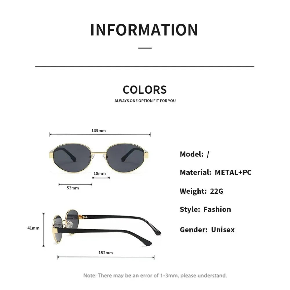 Oval Metal Myopia Sunglasses | Gold Black & Leopard