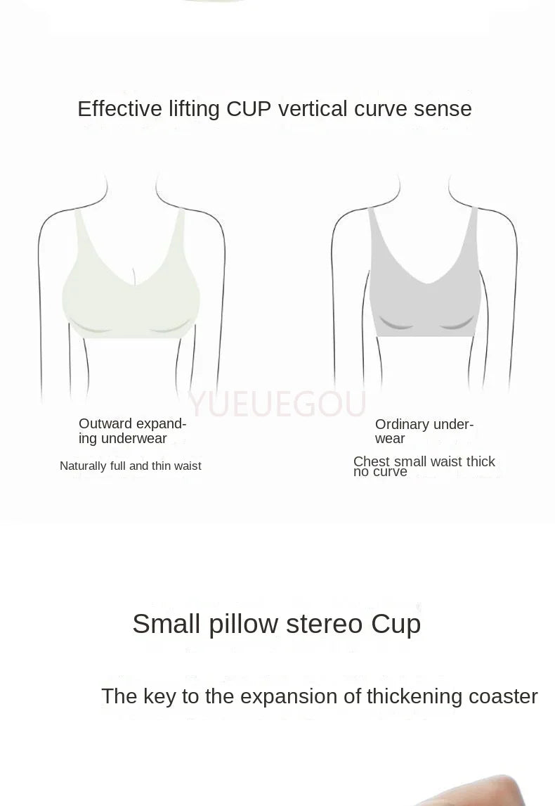 Women's Thickened Push Up Bra for Small Chest | Wireless Seamless Invisible Lift Bra (32–38, A–B Cup)