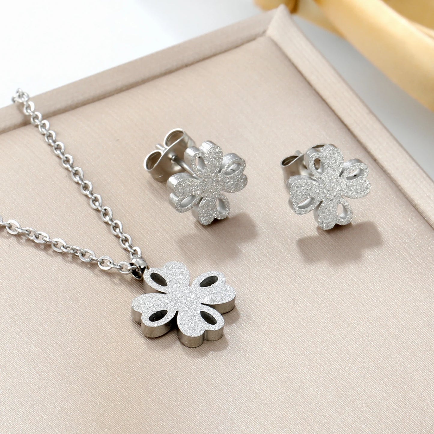 LUXUKISSKIDS Fashion Water Drop Choker Necklace Earrings Sets Stainless Steel Woman/Girls Luxury Jewelry Set Wedding Accessories