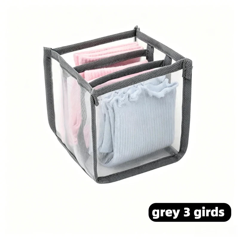 Clothes Organizer for Socks Home Separated Underwear Storage Box Bra Organizing Breathable Mesh Bag Foldable Laundry Basket