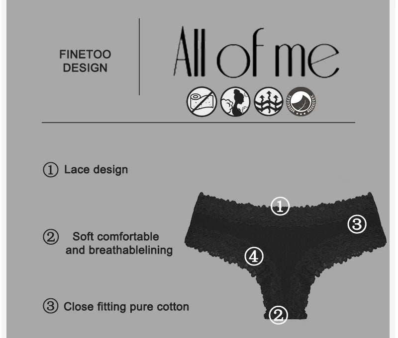 Women's Cotton Lace Briefs – 3-Piece Set | Soft Low-Rise Stretch Underwear (S–XL)