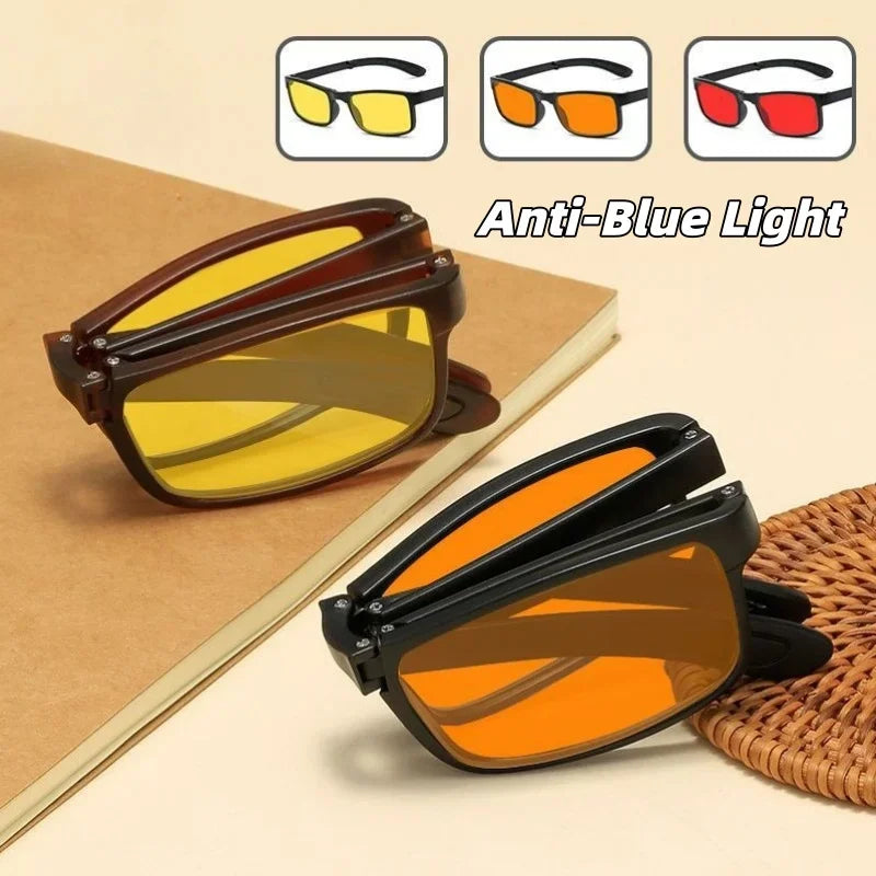 Foldable Rectangular Glasses | Orange & Red Lens Options
