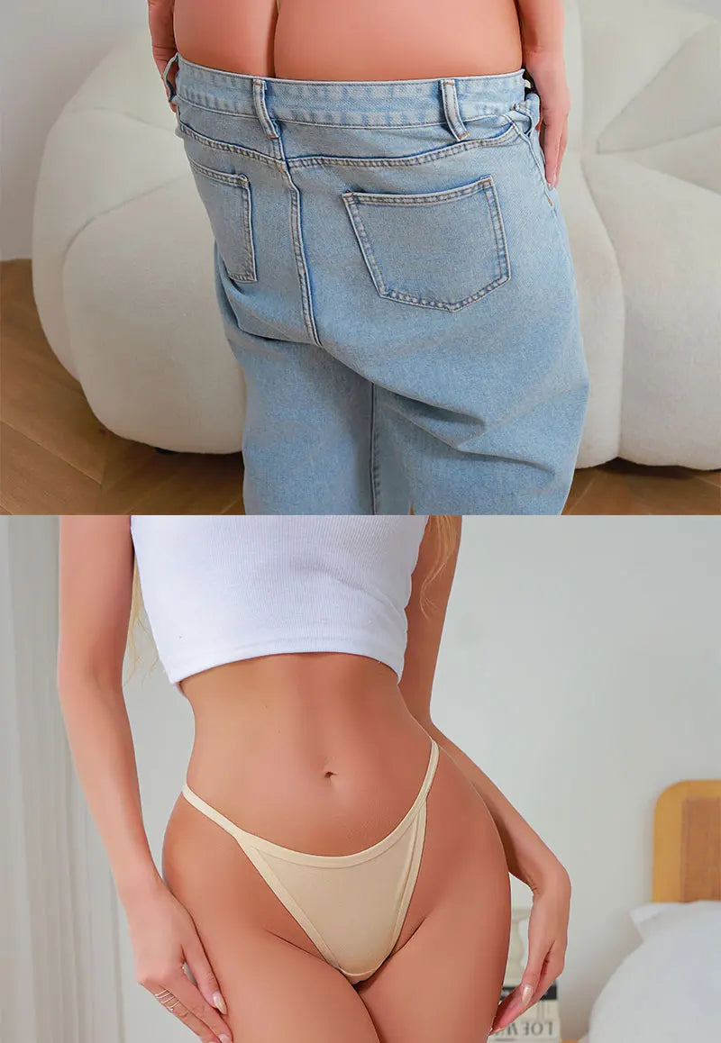 FINETOO 3PCS/Set Sexy Women Cotton G-String Underwear Low Waist Panties Girl T-back Panty Soft Thin Strap Femme Thong Lingerie