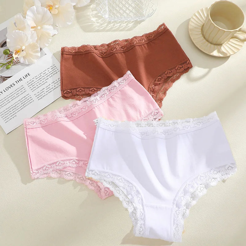3-Pack Seamless Cotton Brief Panties – Breathable Low-Rise Underwear for Women (S–2XL, 8 Color Sets)