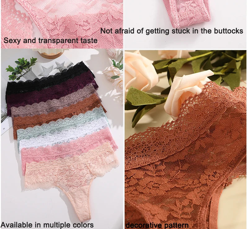 FINETOO 3PCS/Set S-XL Women Sexy Panties G-string Sexy Woman's Underwear Girl Lace Lingerie Female Bikini Lady Thong Intimates