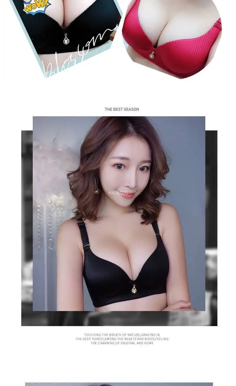Women's 10CM Extreme Push Up Bra | Side Smoothing Wireless Lift for AA/A/B Cup | Seamless Breathable Bra for Small Flat Chest (32–38 / 70–85)