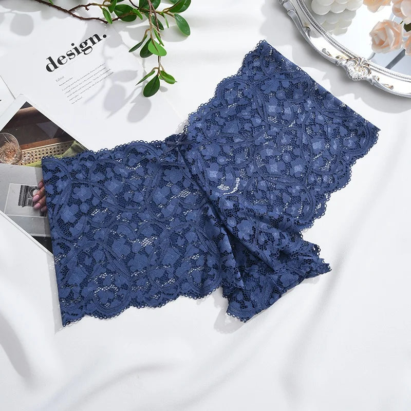 Bow-Trim Lace Boyshort Panty – Low-Rise Breathable Underwear for Women (S–XL, 6 Colors)