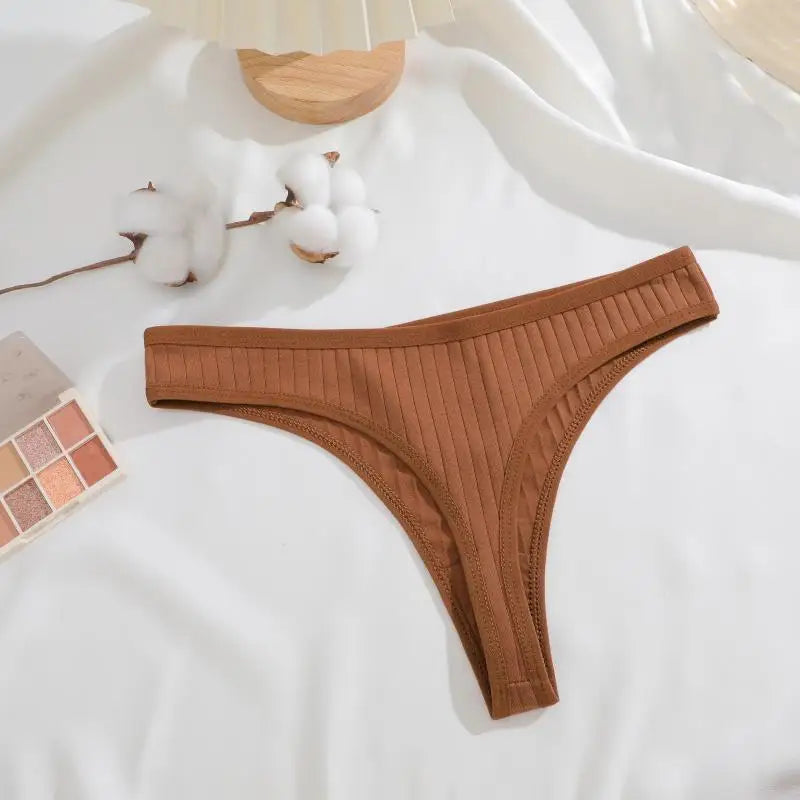 7Pcs/Set Cotton Thread Thongs Underwear Seamless Breathable Bikini T-Back G-Strings Panties Female Low Waist Sexy Lingerie S-XL