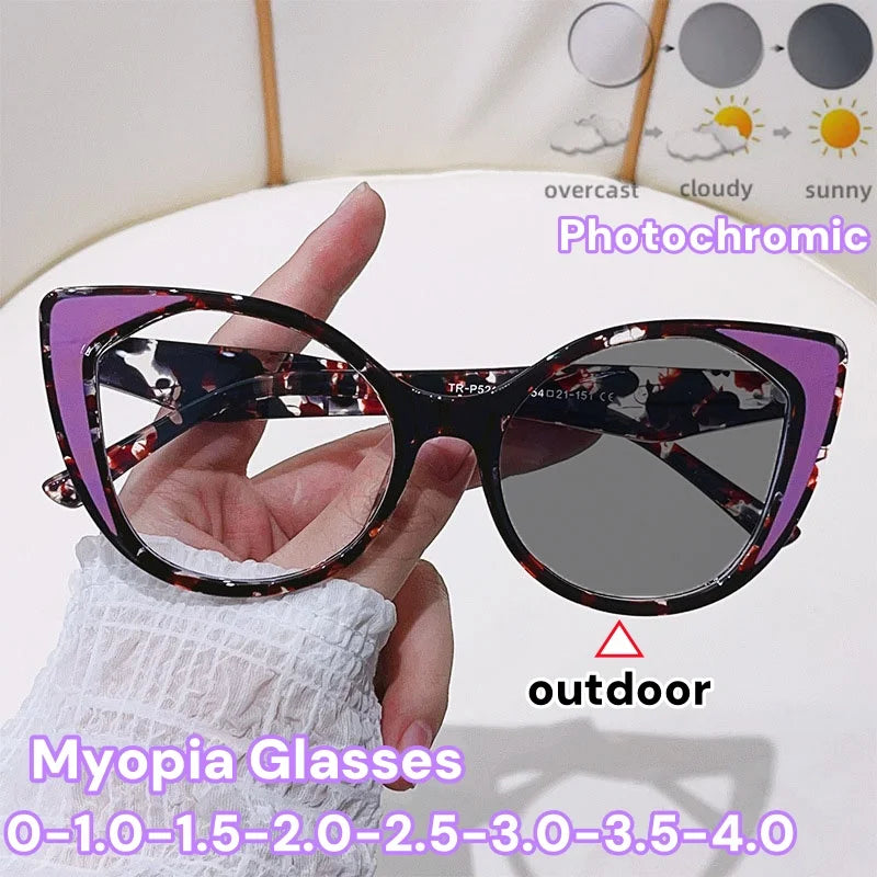 Cat-Eye Photochromic Myopia Glasses | Five Frame Colors