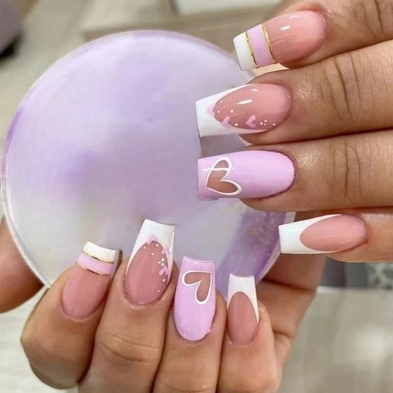 Nude Pink Short Square Press-On Nails - French & Gradient, 24 Pieces