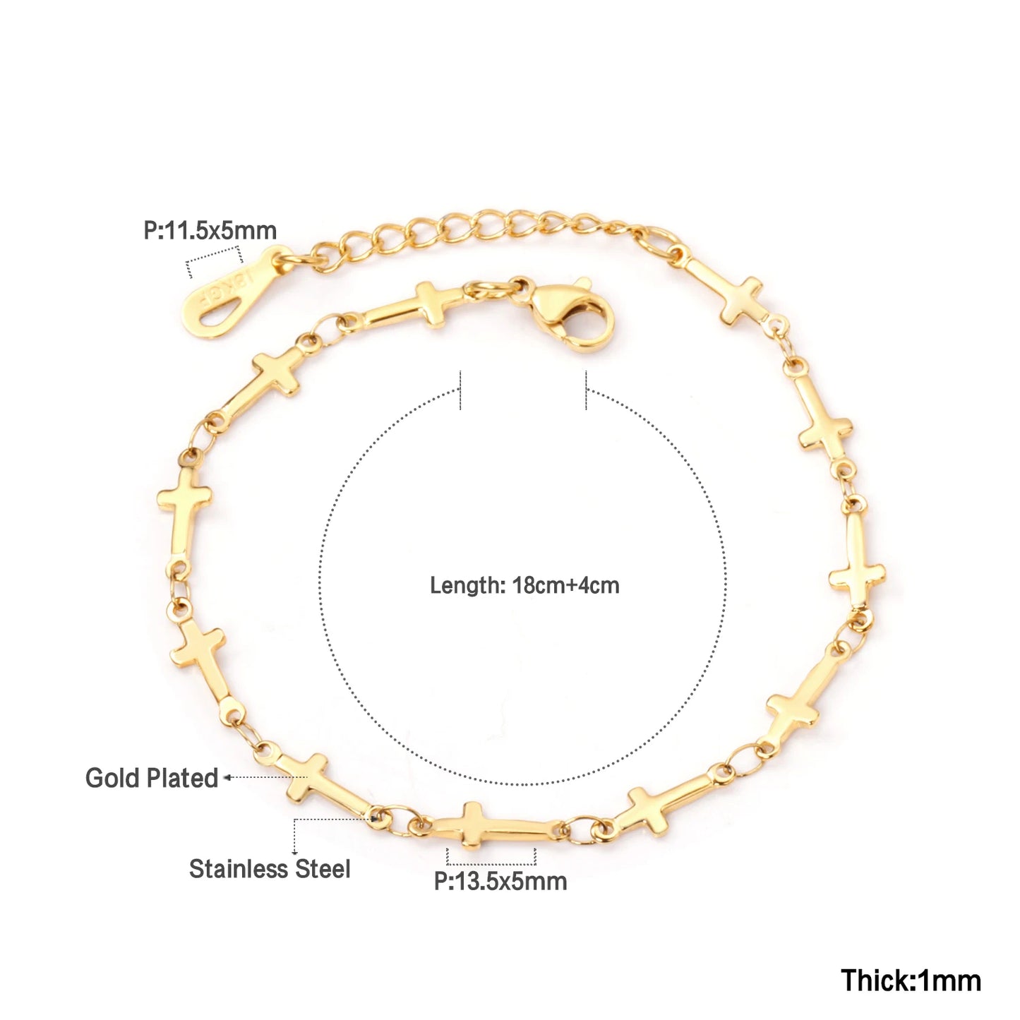 Evil Eye Bracelet – 18K Gold-Plated Stainless Steel Boho Charm Bracelet for Women