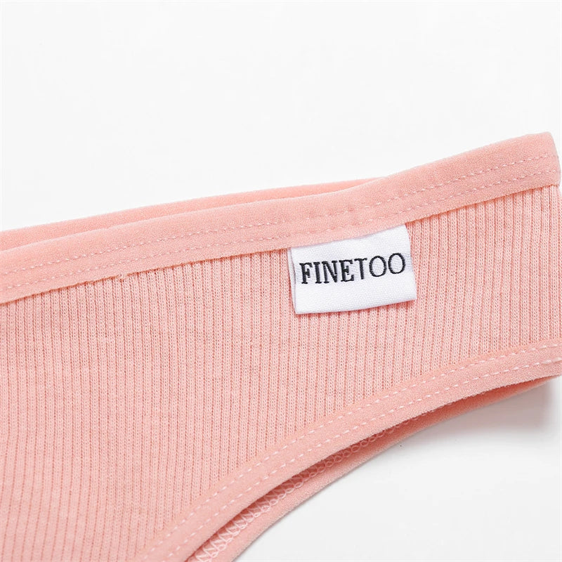 FINETOO 7Pcs Cotton Striped Brazilian Panties Women's Underwear Low-Waist Breathable Briefs Female Low-Rise T-Back Lingerie M-XL