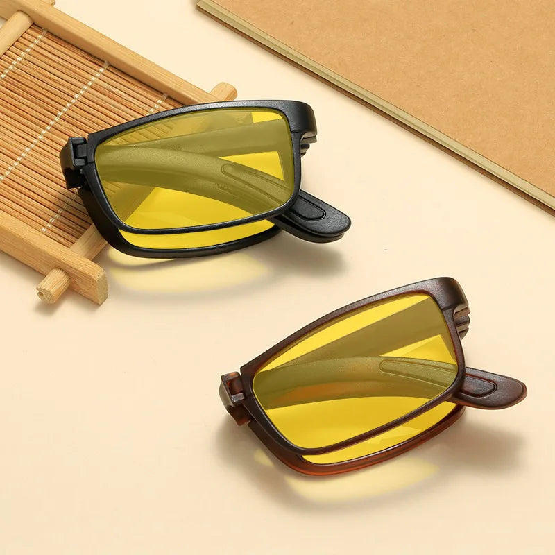 Foldable Rectangular Glasses | Orange & Red Lens Options