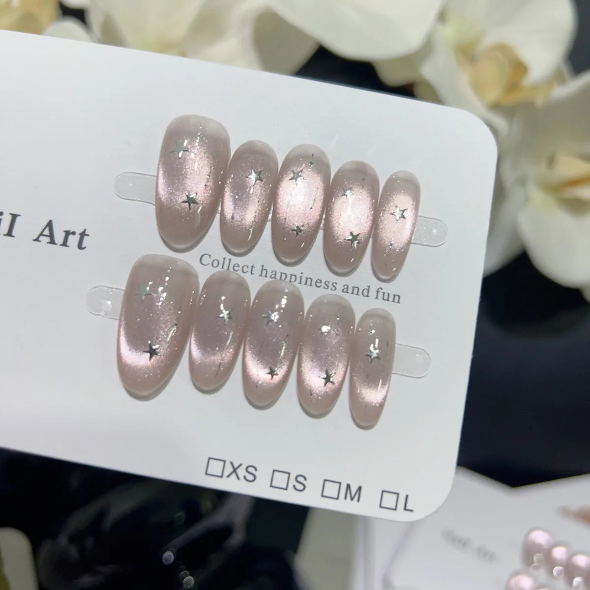 Medium Almond Press-On Nails – Blush, Purple & Butterfly Designs, 10 Pieces