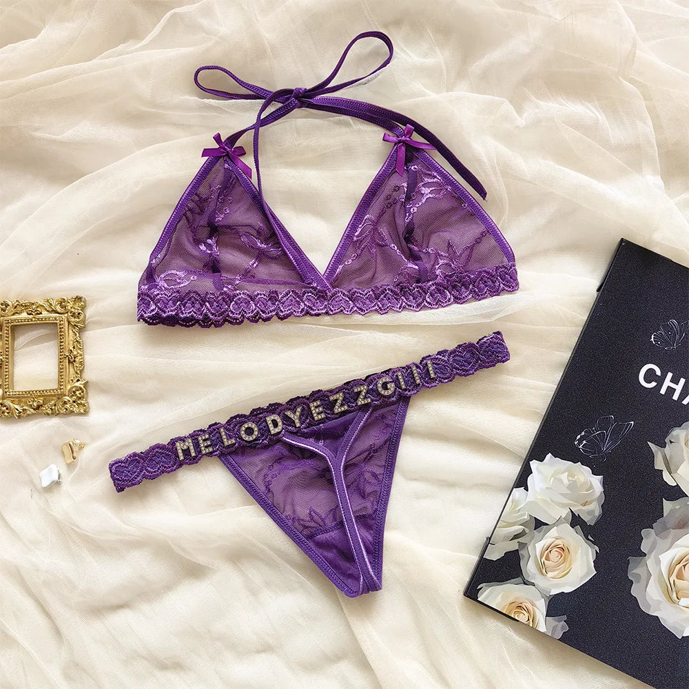 Custom Name Thong & Waist Chain Lingerie Set – Personalized G-String with Letters