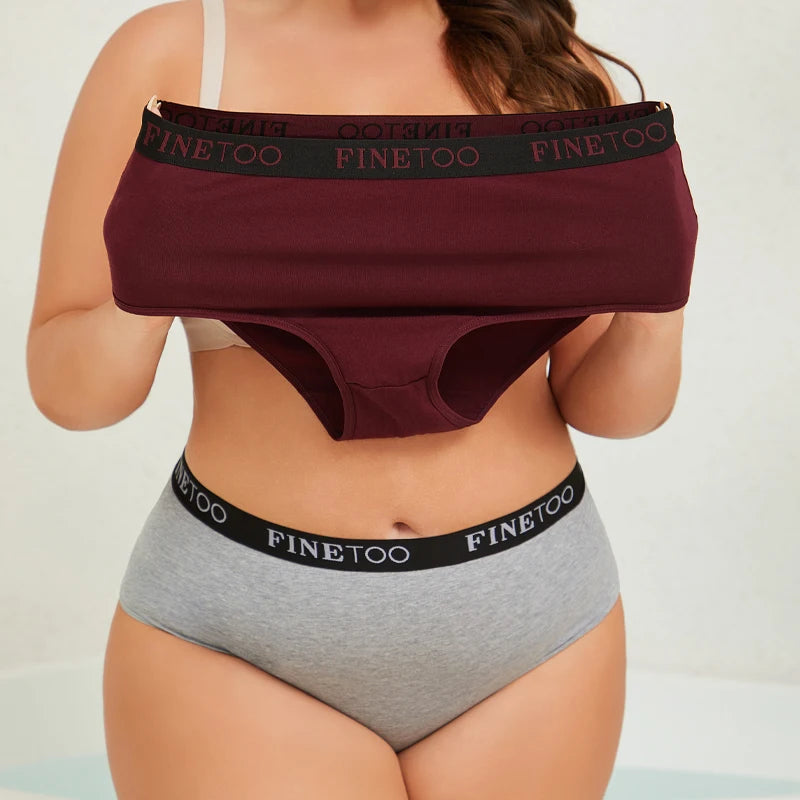 FINETOO 4Pcs Cotton High Waist Seamless Underwear Women's Breathable Elastic Belts Panties Plus Size Comfortable Lingerie S-XXL