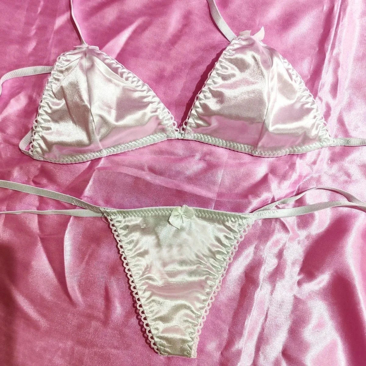 Custom Name Thong & Triangle Bra Set – Embroidery Letter Lingerie for Women
