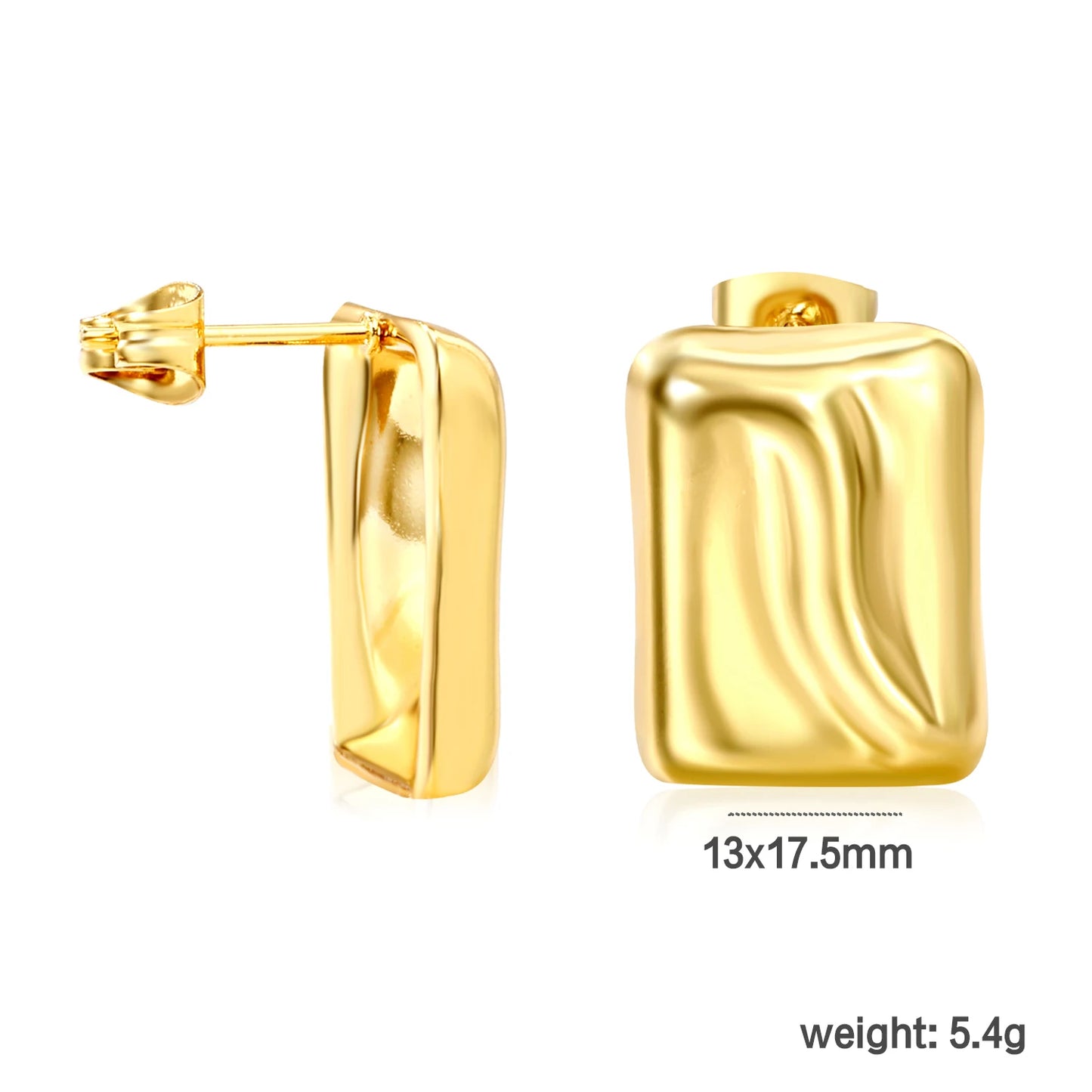 Round Stud Earrings – 18K Gold-Plated Geometric Stainless Steel Piercing Earrings for Women