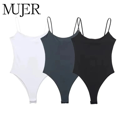 Slim-Fit Spaghetti Strap Bodysuit — Backless One-Piece | Women's Lingerie