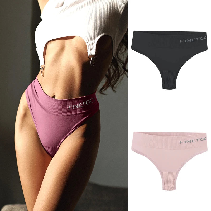 2-Pack High Waist Seamless Thongs — Plus Size G-String Panties M–2XL