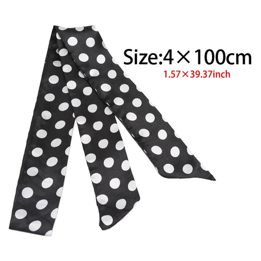 Skinny Printed Ribbon Scarf – Multifunctional Hair Tie, Headband & Bag Accessory for Women
