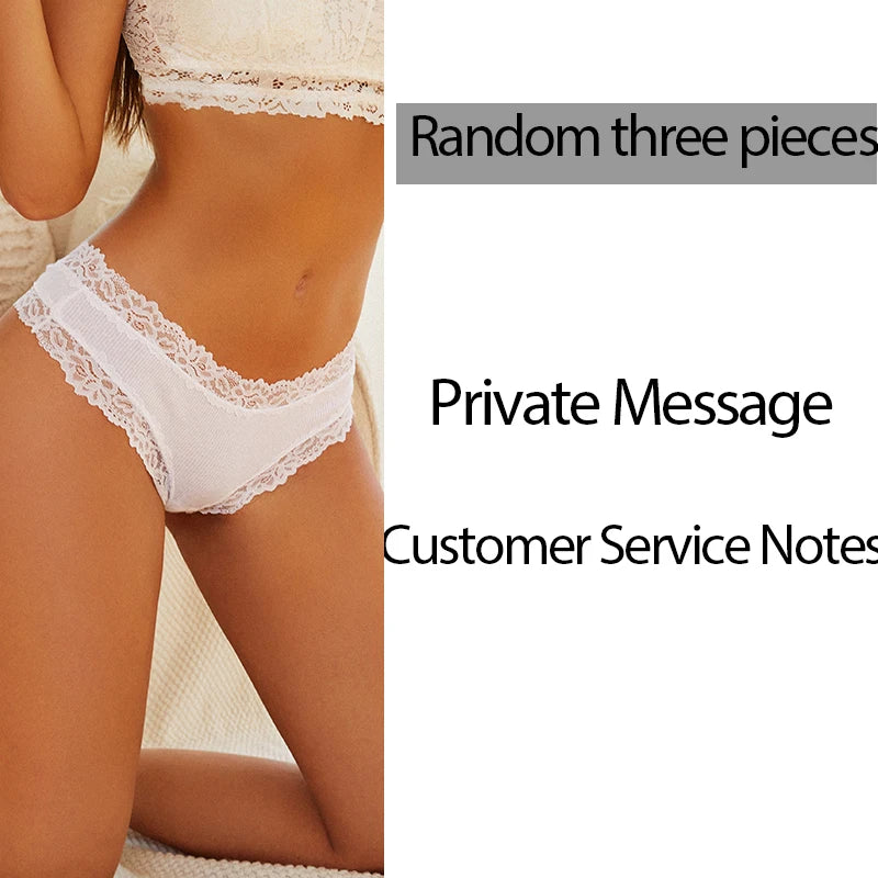 Women's Cotton Lace Briefs – 3-Piece Set | Soft Low-Rise Stretch Underwear (S–XL)