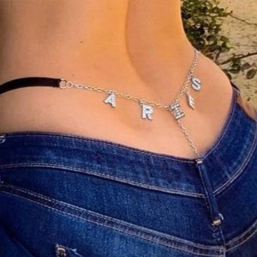 سلسلة خصر كريستالية باسم مخصص - مجوهرات ذهبية وفضية شخصية