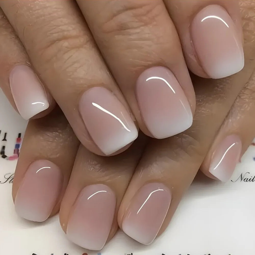Short Squoval Press-On Nails - Glossy Solid Colors, 24-Piece Set