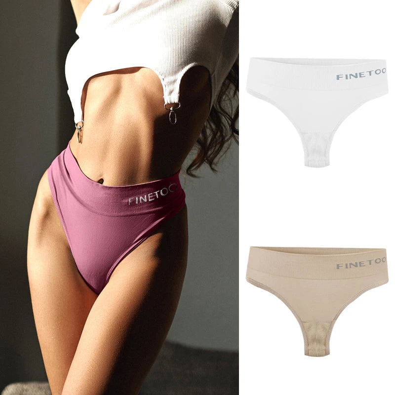 2-Pack High Waist Seamless Thongs — Plus Size G-String Panties M–2XL