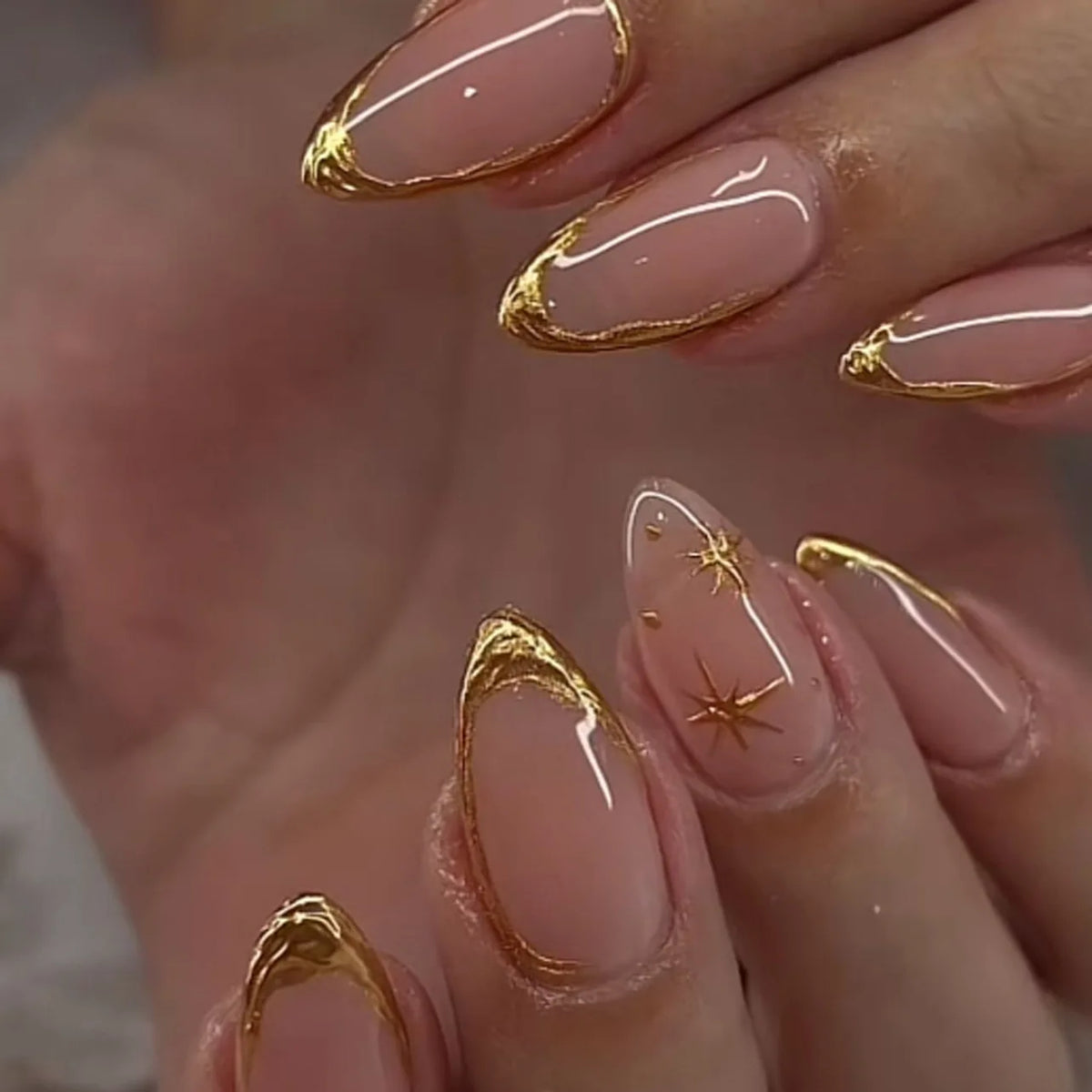 Long Coffin Press-On Nails with Glue – Nude, Pink & Color Designs, 24 Pieces