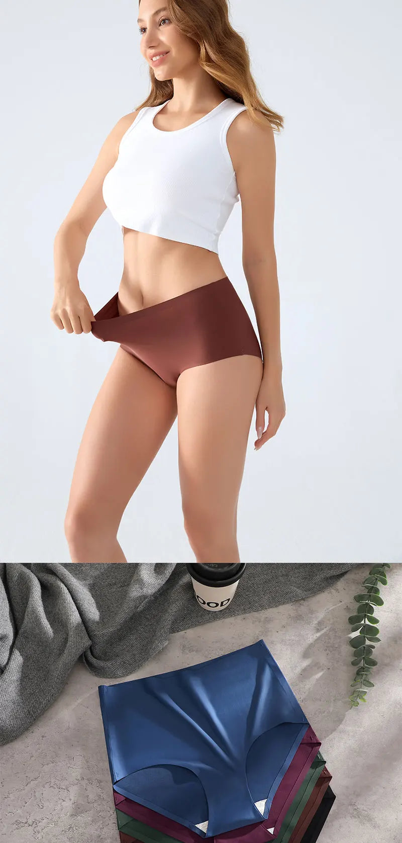 FINETOO 3Pcs Women's Panties Seamless Underwear Invisibles Briefs High Waist Full Coverage Breathable Moisture Wicking Underpant