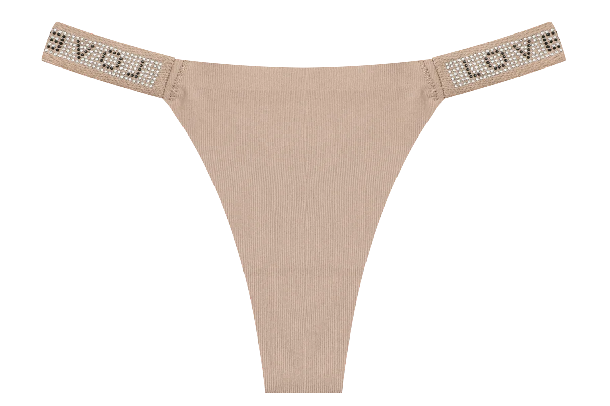 Rhinestone Letter Diamond G-String Thong – Shiny Low-Rise Sexy Underwear for Women (S–XL, 14 Styles)