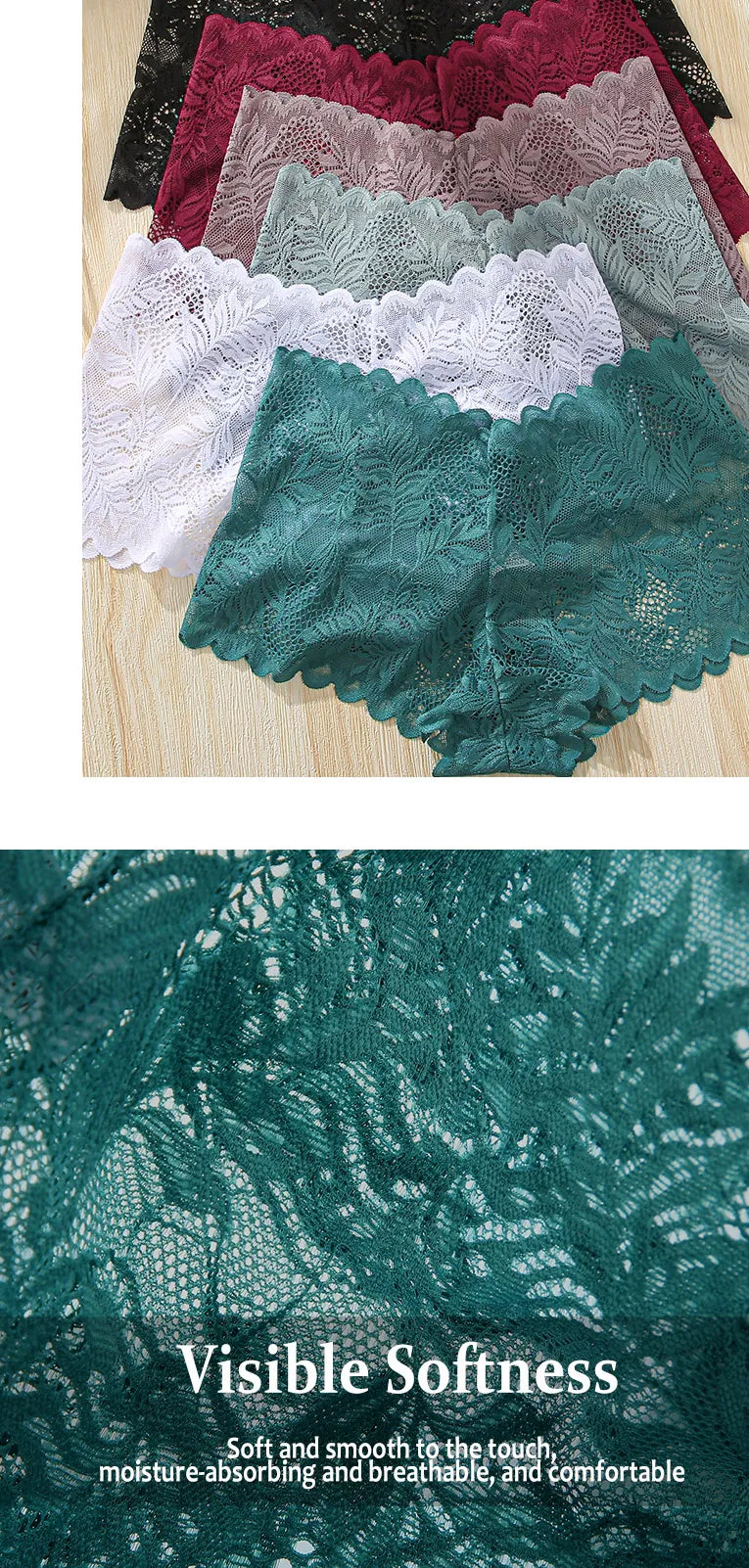 3-Pack Ice Silk Lace Boyshort Briefs – Seamless Low-Rise Underwear for Women (S–XL, 6 Color Sets)