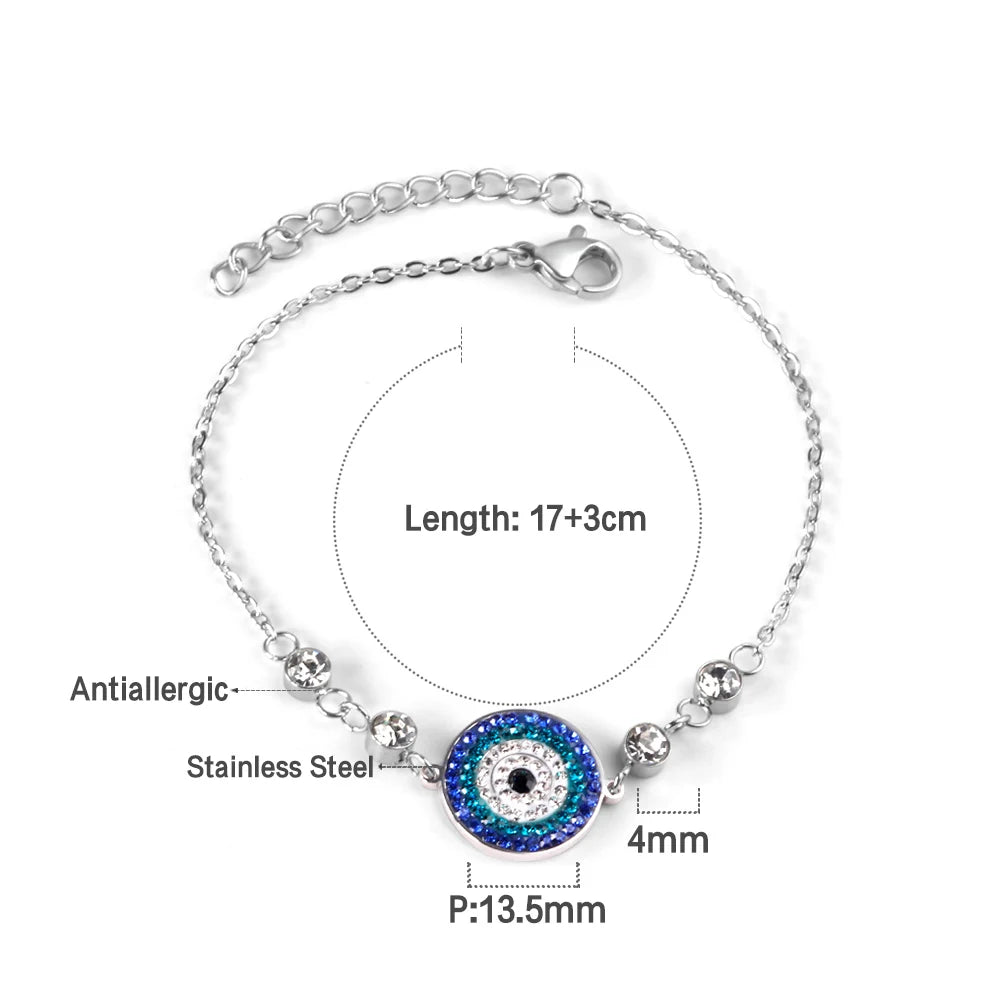 Evil Eye Bracelet – 18K Gold-Plated Stainless Steel Boho Charm Bracelet for Women