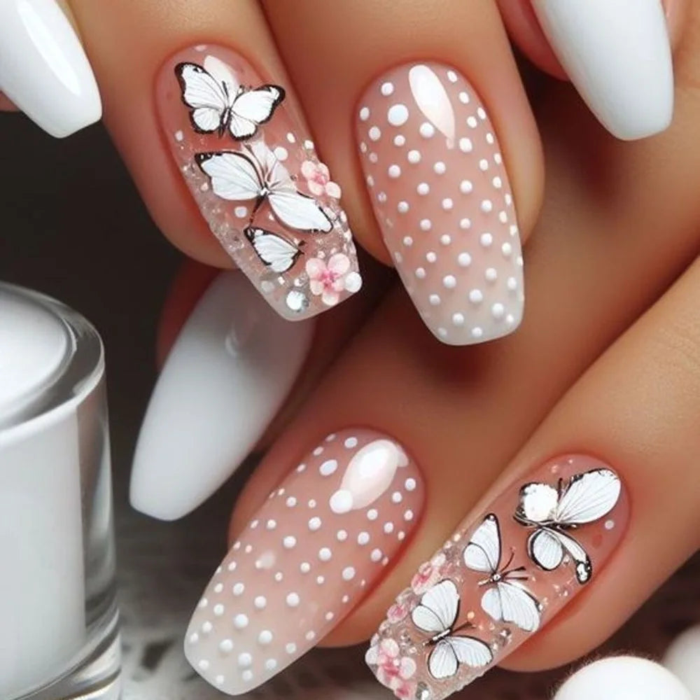 Short Ballerina Press-On Nails – Ombre Gradient Designs, 24 Pieces