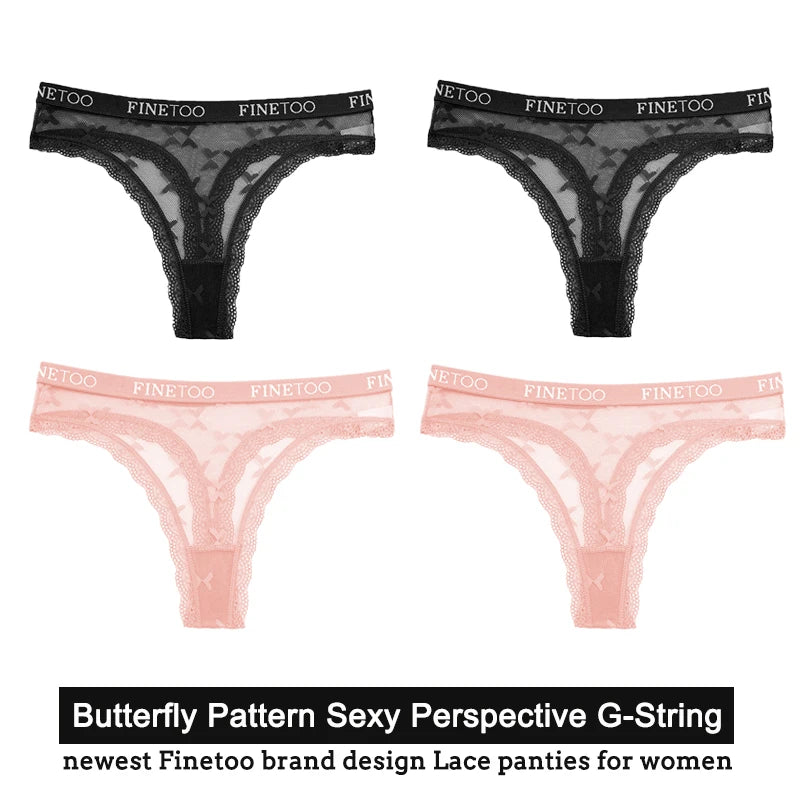 Women's Floral Lace G-String Thongs – 4-Piece Set | Butterfly T-Back Sexy Underwear (S–XL)
