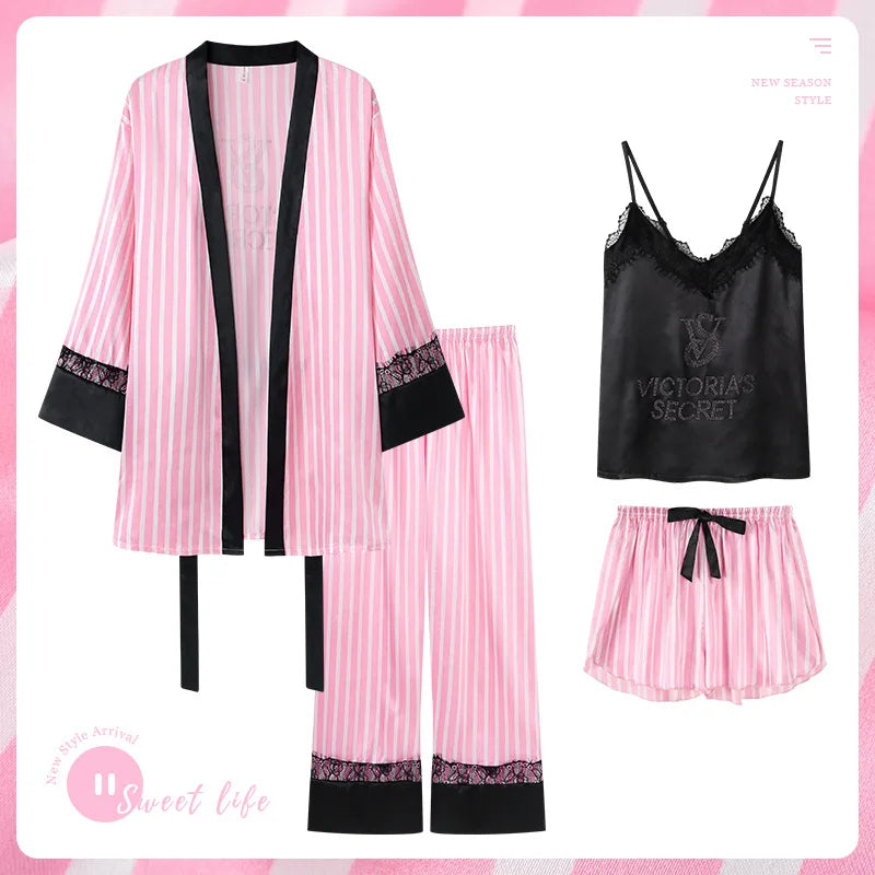 Women's Cotton Sleepwear & Lingerie Bundle Set – Pajamas, Chemise & Padded Bra Sets