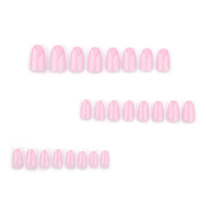 Nude Pink Short Square Press-On Nails - French & Gradient, 24 Pieces