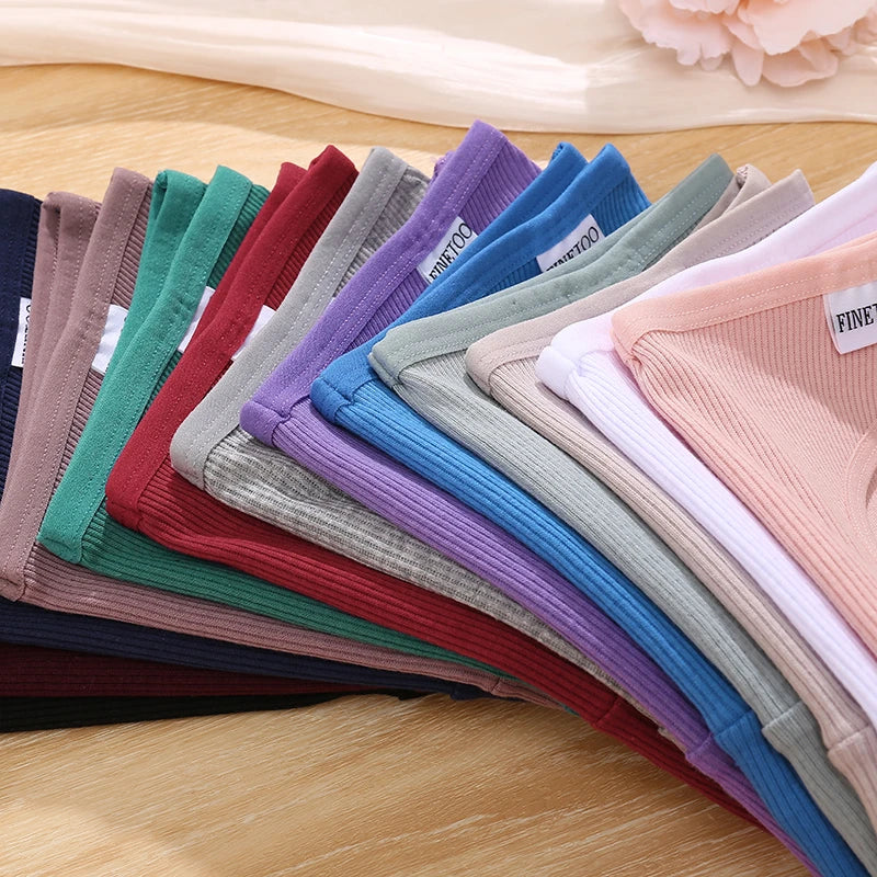 FINETOO 7Pcs Cotton Striped Brazilian Panties Women's Underwear Low-Waist Breathable Briefs Female Low-Rise T-Back Lingerie M-XL