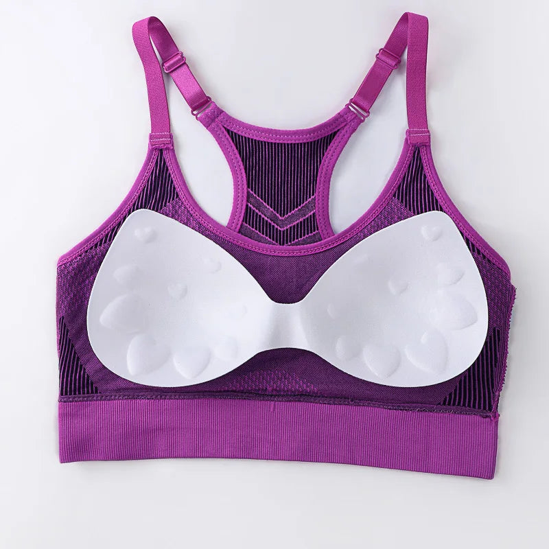 Women's Double Layer Seamless Sports Bra – Sweat-Absorbing Shockproof Padded | Gym Yoga Running