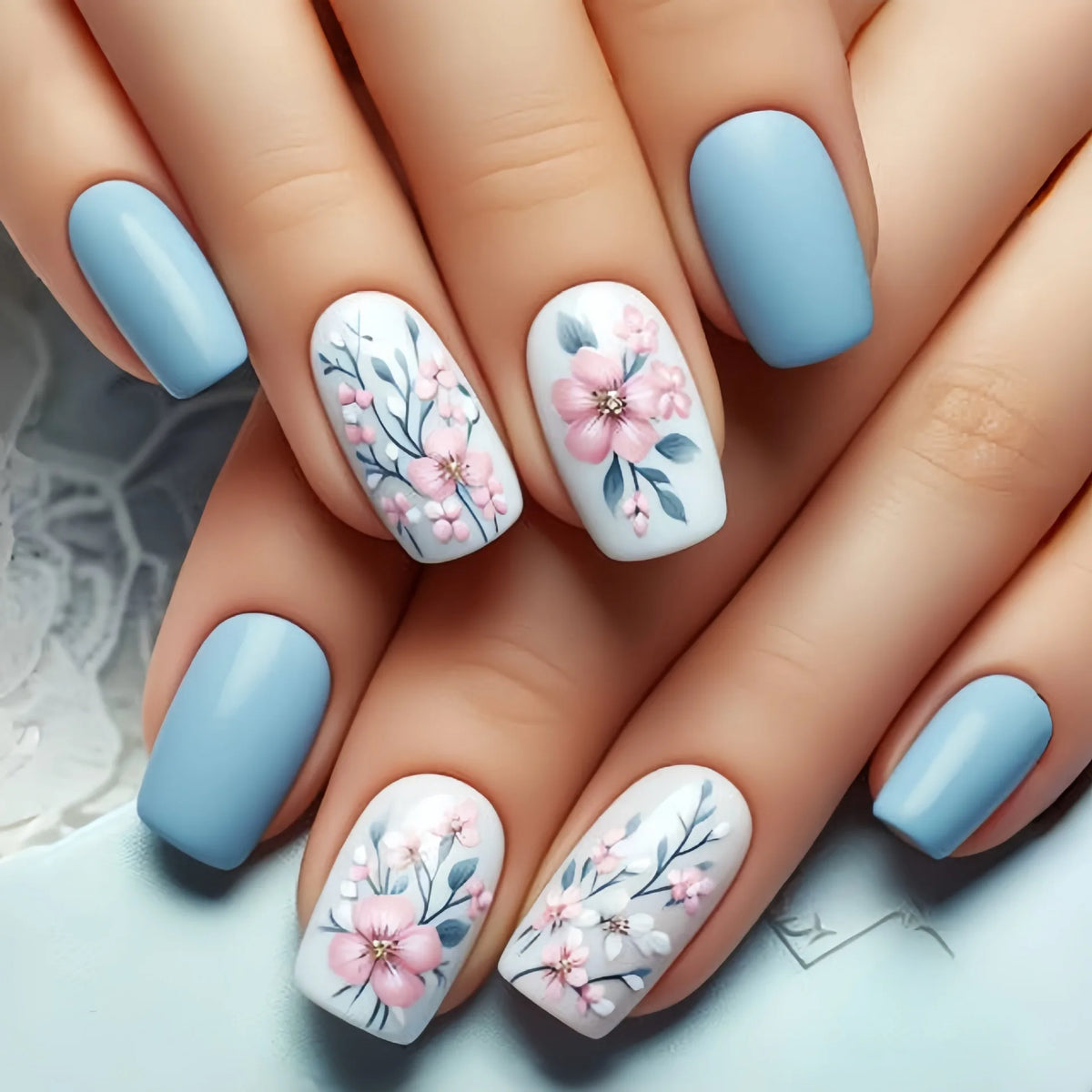 Short Coffin Press-On Nails – Stars & Moon, 24-Piece Set