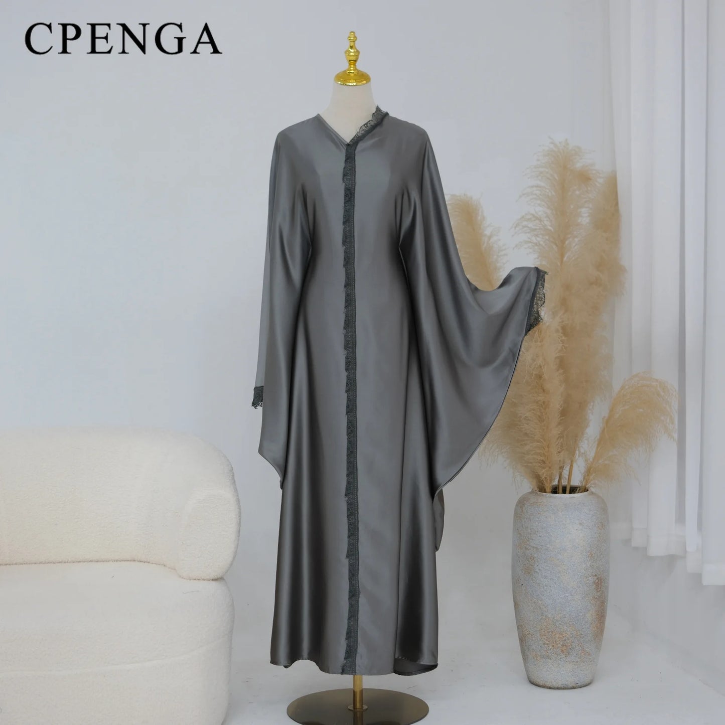 2026 New Luxury Dubai Abaya for Women V-Neck Loose Fit Long Sleeve Open Front Flowy Modest Dress Muslim Abaya with Free Shipping